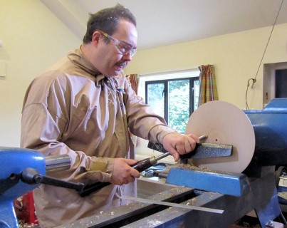 Jason Smith starting his first project, a flame platter